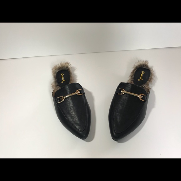 Qupid Shoes - Qupid Faux Fur Mules